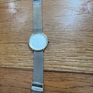 Skagen Watch: Stainless Steel Mesh Band / Gold Trim